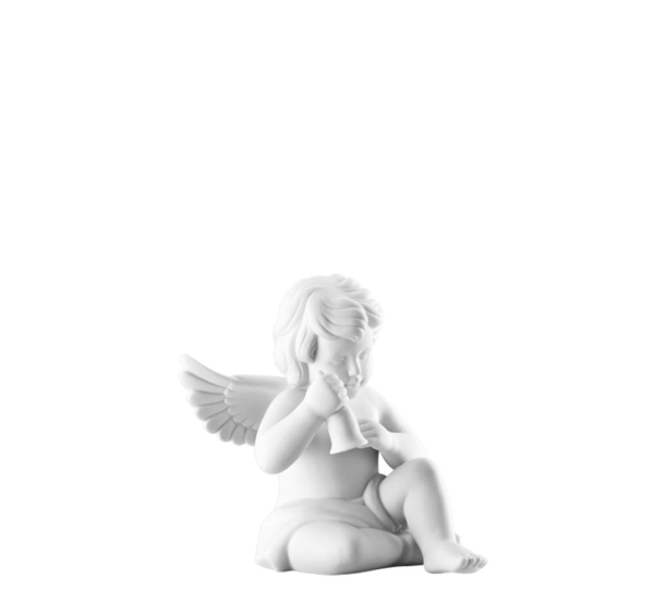 Angel small White-mat Angel with bell 6 cm