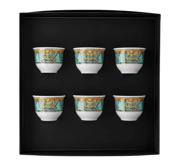Versace Scala Palazzo Verde Set of 6 mugs small w/o handle