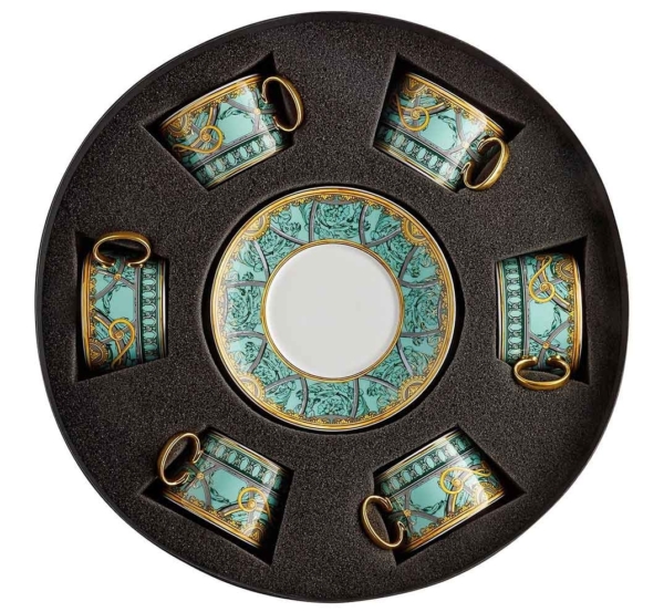 Versace Scala Palazzo Verde Set with 6 tea c/s